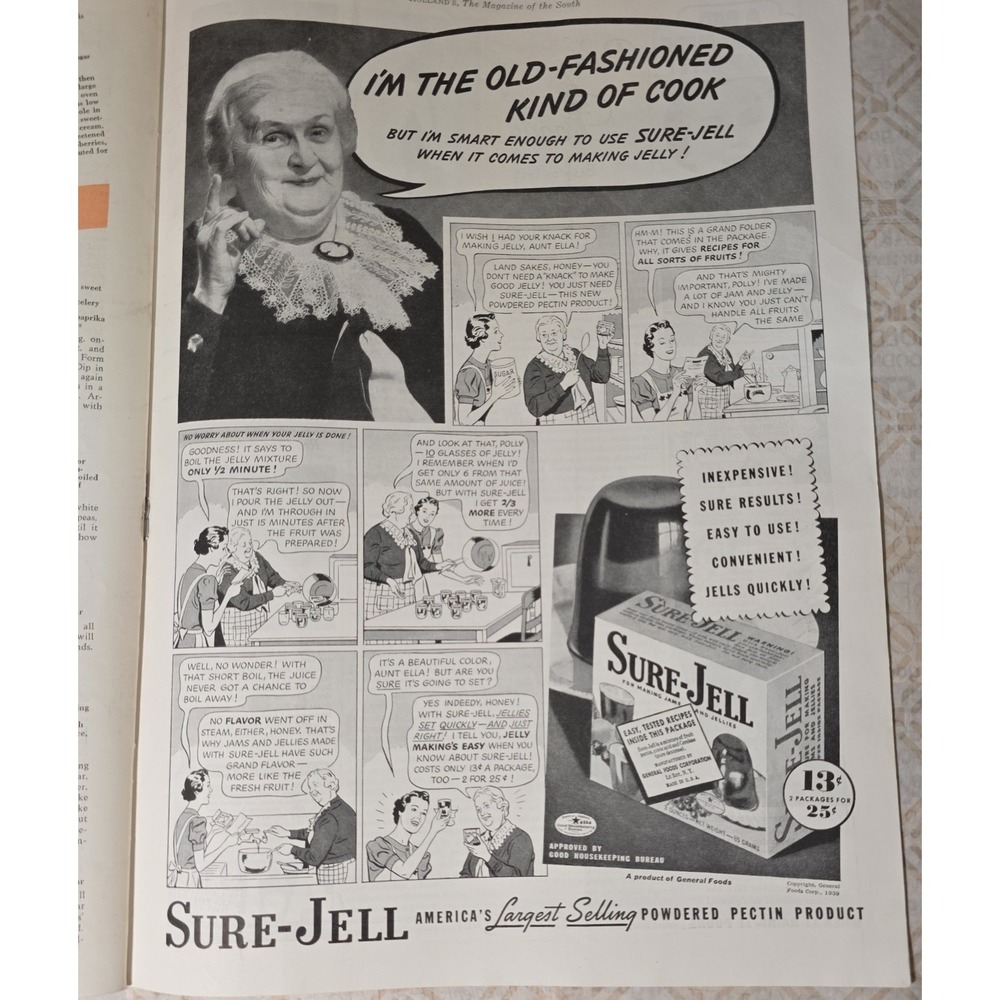 1939‎ Sure Jell Powdered Pectin Product America's Largest Selling Magazine Ad